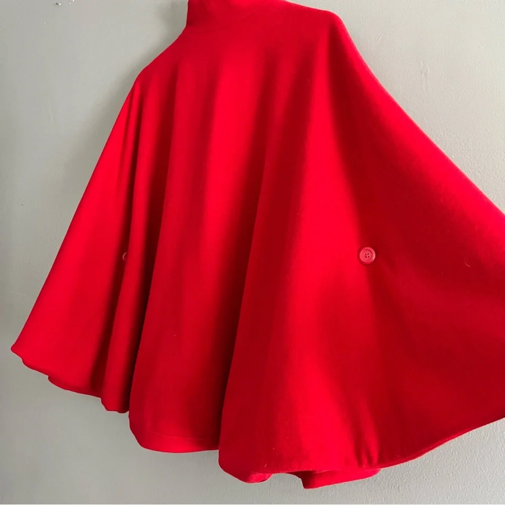 VTG Pendleton Poncho Womens 100% Virgin Wool Made USA Cape Pockets Red Size S/M - Picture 8 of 15